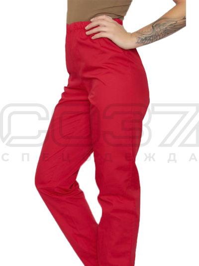 Брюки медицинские женские ИМ301 цв.красный тк.тиси