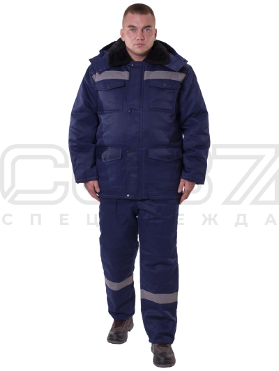 Костюм рабочий зимний Умелец-Ультра с СОП цв.тёмно-синий тк.смесовая с ВО (куртка+пк) (1)