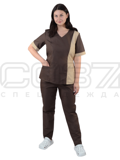 Костюм повара женский АР52 цв.коричневыйбежевый тк (0)